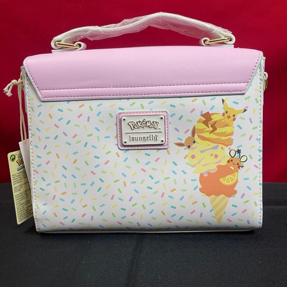 LOUNGEFLY X Pokemon Ice Cream Friends Eevee, Pikachu Scallop Crossbody Bag - Picture 2 of 4